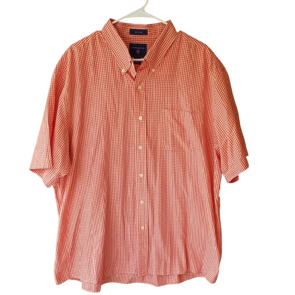Saddlebred Checkered Plaid Button Down Collared Shirt Business Casual Career XXL